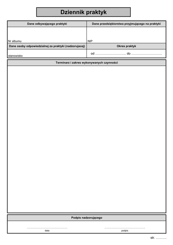 DzP Dziennik praktyk