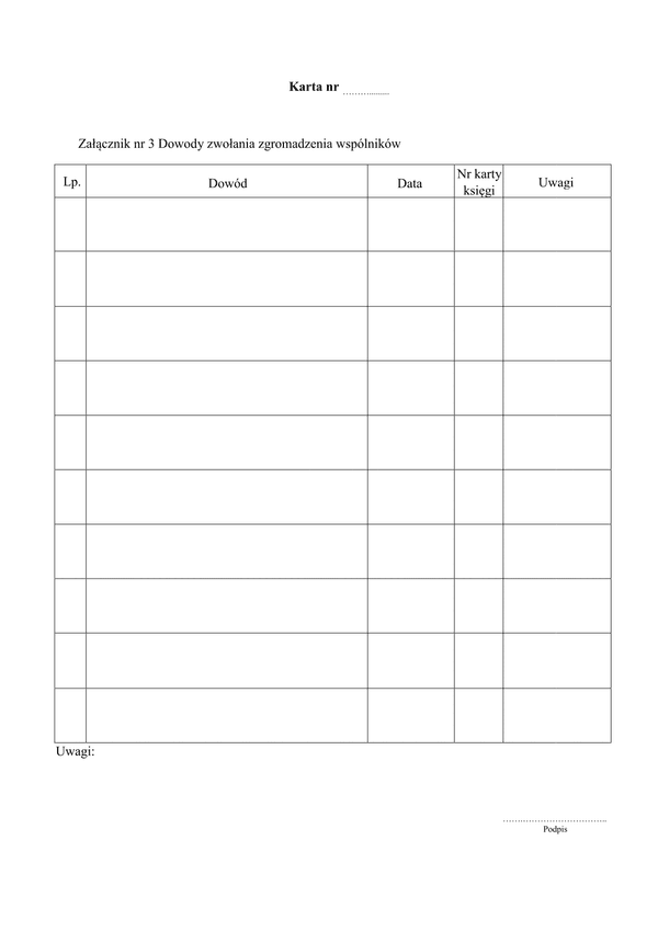 KPZW ZAL3 Księga protokołów zgromadzeń wspólników spółki z ograniczoną odpowiedzialnością (sp. z o.o.) - załącznik 3
