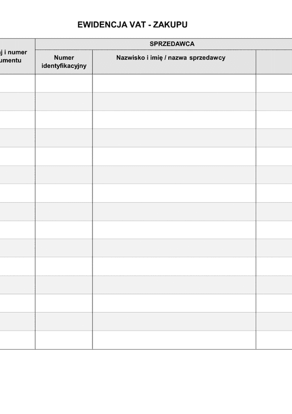 EFZp (archiwalny) Ewidencja VAT zakup