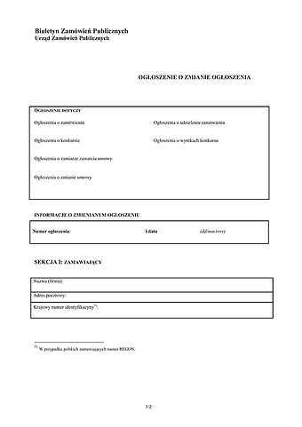 OoZO Ogłoszenie o zmianie ogłoszenia