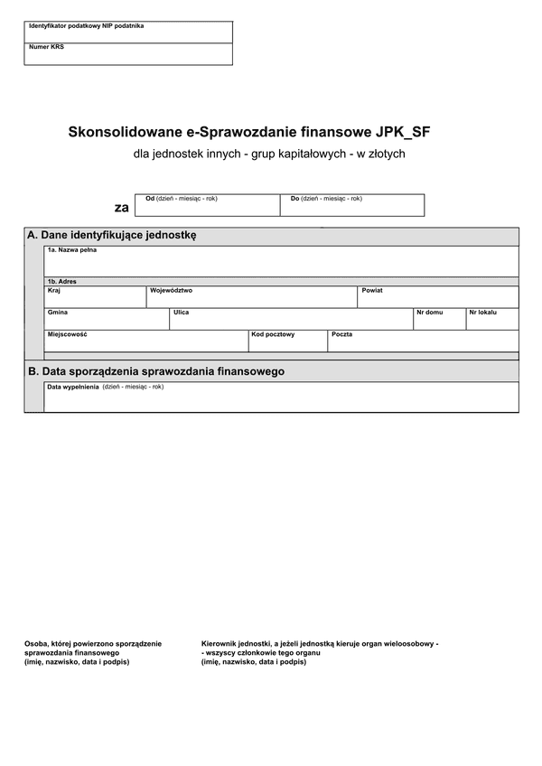 SFJGKZ (1) (v.1-2) (v.1-3) Skonsolidowane e-Sprawozdanie finansowe JPK_SF dla jednostek innych - grup kapitałowych w złotych - z wysyłką pliku xml JPK_SF