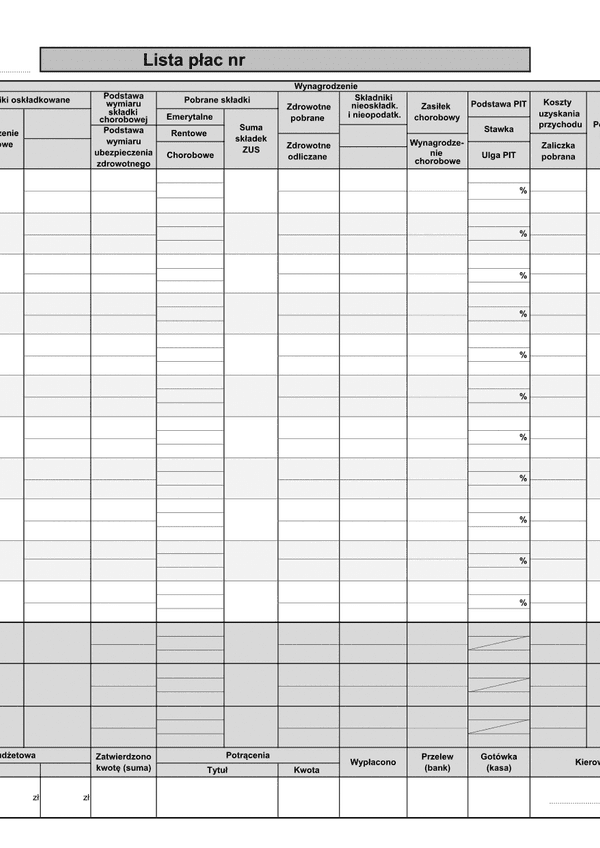 WLP (archiwalny) Wieloosobowa / zbiorcza lista płac (umowa o pracę)