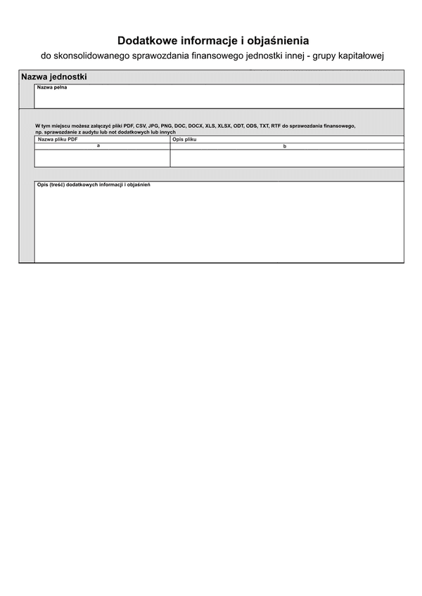 SFJGKZ DInfo (v.1-2) Dodatkowe informacje i objaśnienia oraz nota podatkowa - informacja dodatkowa dotycząca podatku dochodowego - do skonsolidowanego sprawozdania grup kapitałowych w złotych - z wysyłką pliku xml JPK_SF 