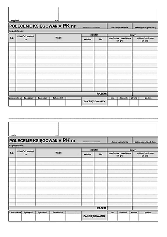 PK Polecenie księgowania