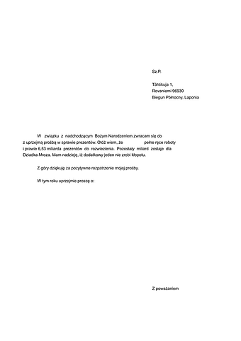 LSW List do Świętego Mikołaja