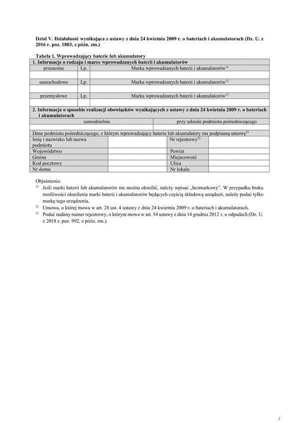 BDO-5.1 Dział V tabela 1