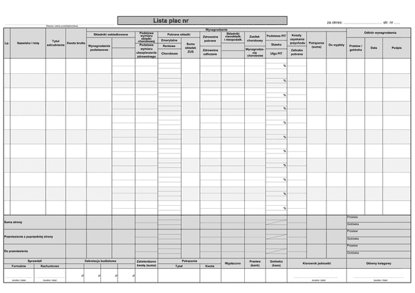 WLP (archiwalny) (2020) Wieloosobowa / zbiorcza lista płac (umowa o pracę)