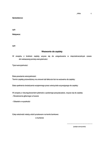WdZ Wezwanie do zapłaty