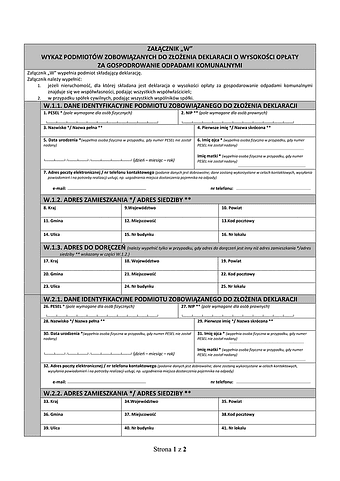 ILW-Wr (W) Wykaz podmiotów zobowiązanych do złożenia deklaracji o wysokości opłaty za gospodarowanie odpadami - załącznik do deklaracji o wysokości opłaty za gospodarowanie odpadami komunalnymi  - Wrocław