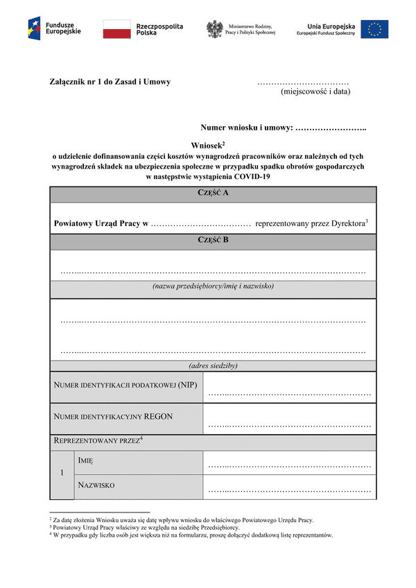 PSZ-DKWP (archiwalny) Wniosek o udzielenie dofinansowania części kosztów wynagrodzeń pracowników oraz należnych od tych wynagrodzeń składek na ubezpieczenia społeczne w przypadku spadku obrotów gospodarczych 