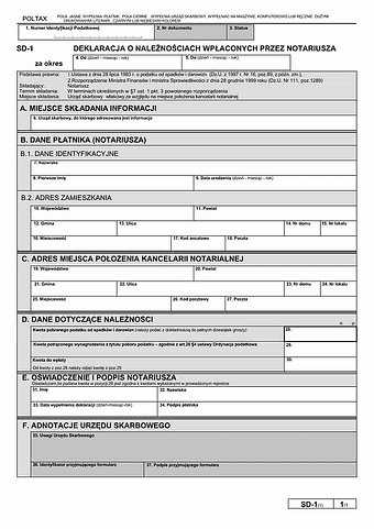 SD-1 (1)  Deklaracja o należnościach wpłaconych przez notariusza