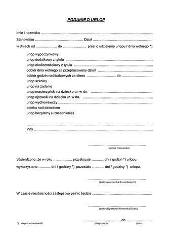 PoU Podanie o urlop