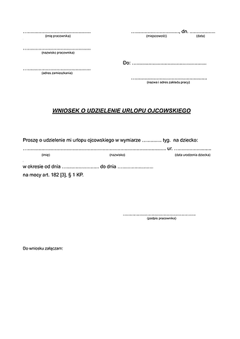 WUO Wniosek o udzielenie urlopu ojcowskiego