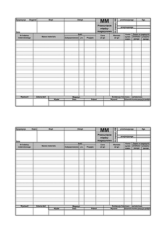 MM Przesunięcie międzymagazynowe