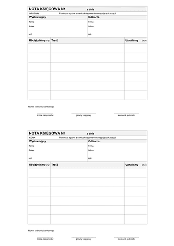 Nota księgowa - druk interaktywny