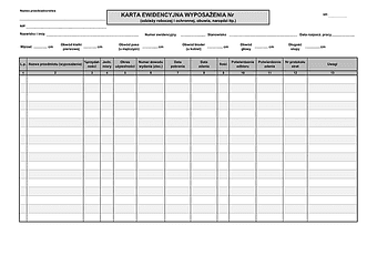 KEW Karta ewidencyjna wyposażenia (odzieży roboczej i ochronnej, obuwia, narzędzi itp.)