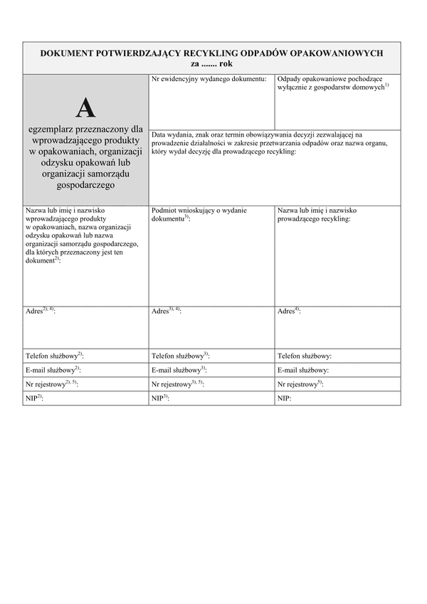 DPR Dokument potwierdzający recykling odpadów opakowaniowych