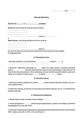 UD Umowa darowizny