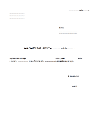 WU Wypowiedzenie umowy (wzór uniwersalny)