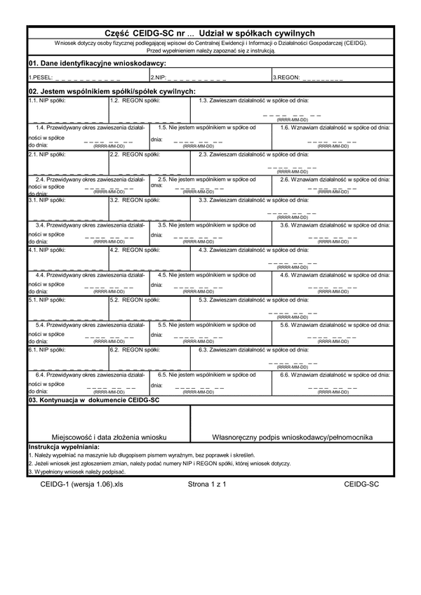CEIDG-SC (1.06) (archiwalny) Udział w spółkach cywilnych