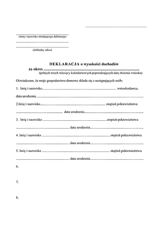 DoWD Deklaracja o wysokości dochodów