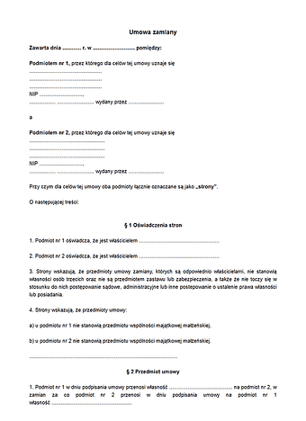 UmZam Umowa zamiany