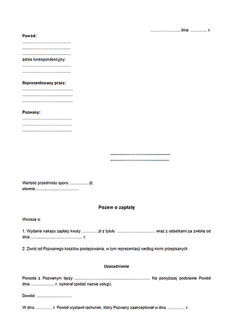 POZPN Pozew o zapłatę (postępowanie nakazowe)