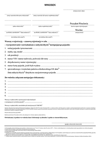 ZZp-Wr Zawiadomienie o zbyciu pojazdu Wrocław
