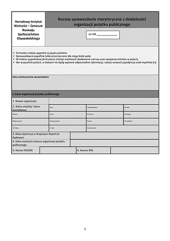 RSMDOPP Roczne sprawozdanie merytoryczne z działalności organizacji pożytku publicznego