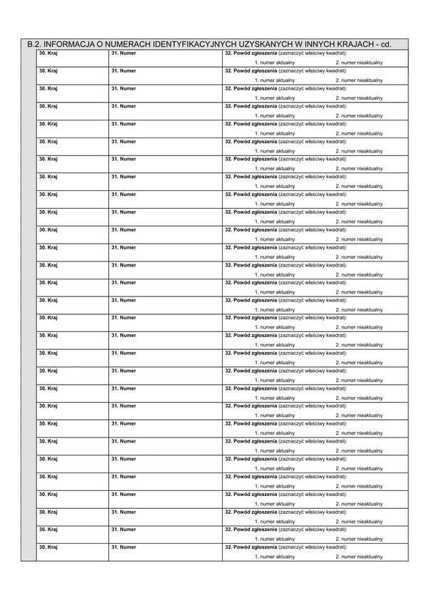 NIP-7 (2) - NI (archiwalny) Załącznik do NIP-7: Informacja o numerach identyfikacyjnych uzyskanych w innych krajach 