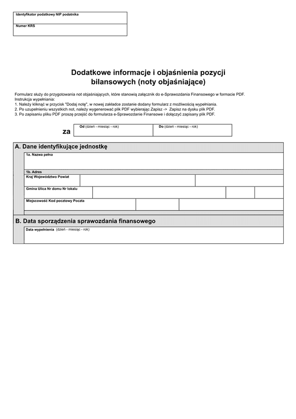 SFJINZ DDInfo (v.1-2) Noty podatkowe - Dodatkowe informacje i objaśnienia