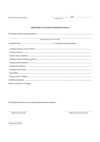 PWP Protokół wyjaśnień poszkodowanego