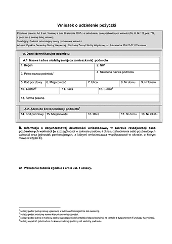 WoUP Wniosek o udzielenie pożyczki