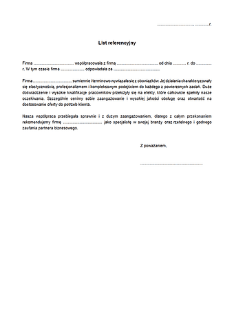 REF-K Referencje dla kontrahenta