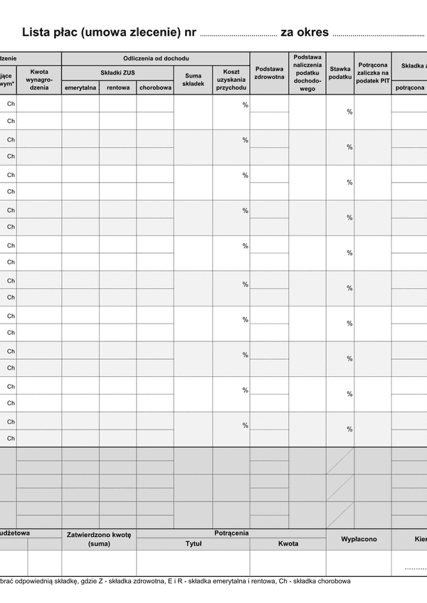 WZP (archiwalny) Zbiorcza lista płac (umowa zlecenie)