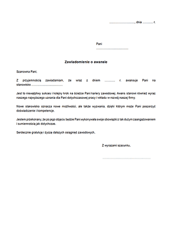 ZoA Zawiadomienie o awansie