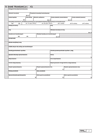 TPR-C/TPR-P (5) zał.C Dane transakcji C - transakcje finansowe (oznaczone kodami 1201-1204 lub 2201-2204)
