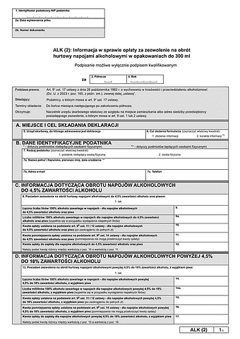 EW_ALK (2) Informacja w sprawie opłaty za zezwolenie na obrót  hurtowy napojami alkoholowymi w opakowaniach do 300 ml