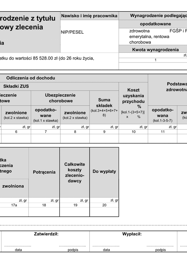 ZLP (archiwalny) (2024) Wynagrodzenie z tytułu umowy zlecenia (lista płac)