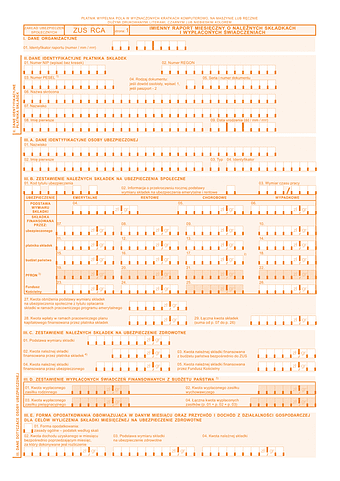 ZUS RCA Imienny raport miesięczny o należnych składkach i wypłaconych świadczeniach