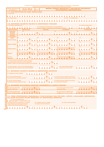 ZUS RCA zal Załącznik do imiennego raportu miesięcznego o należnych składkach i wypłaconych świadczeniach