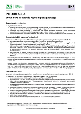 ZUS EKP inf Informacja do wniosku w sprawie kapitału początkowego