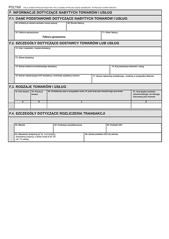 Załącznik F do VAT-REF (6) wniosku o zwrot podatku VAT