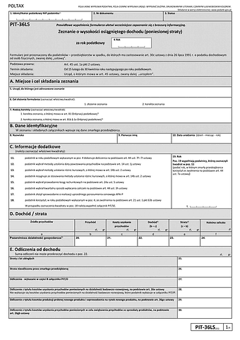 PIT-36LS (21) (2025) Zeznanie o wysokości osiągniętego dochodu (poniesionej straty) 