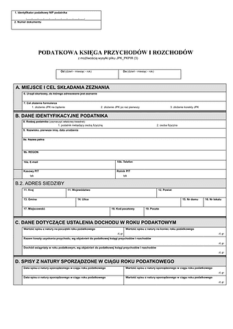 PKPiR Podatkowa Księga Przychodów i Rozchodów z możliwością wysyłki JPK_PKPIR (2)
