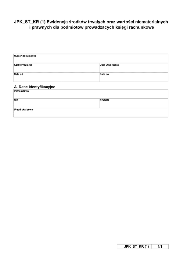 JPK_ST_KR (1) Ewidencja środków trwałych oraz wartości niematerialnych i prawnych dla podmiotów prowadzących księgi rachunkowe - wysyłka JPK