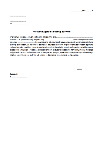 ZbB Wyrażenie zgody na budowę budynku