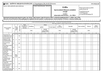GUS G-02a (2026) Sprawozdanie bilansowe nośników energii