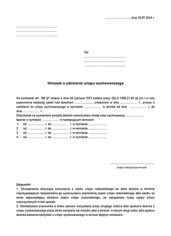 WUW Wniosek o urlop wychowawczy