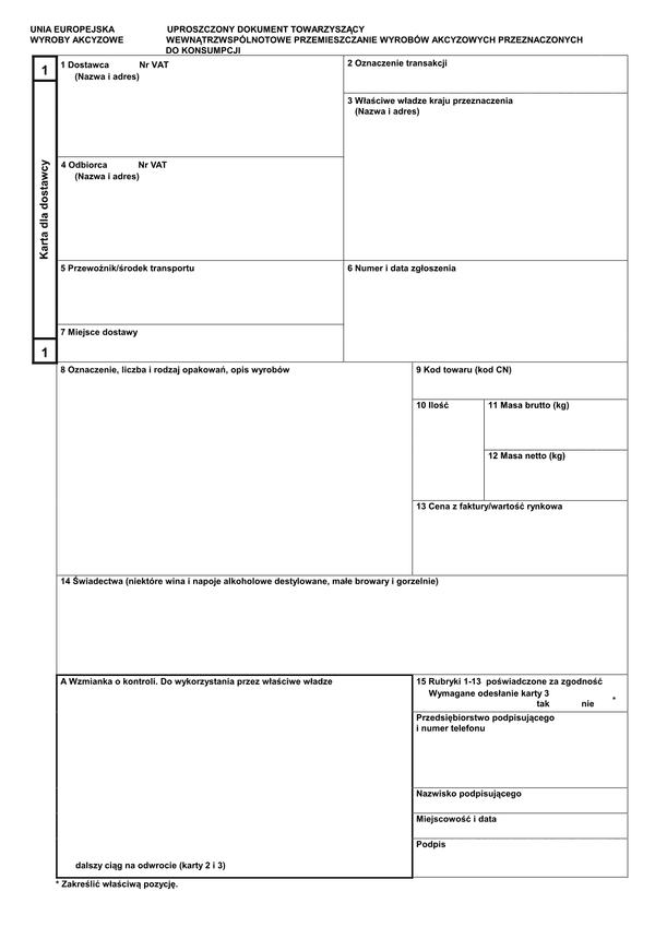 UDT Uproszczony Dokument Towarzyszący